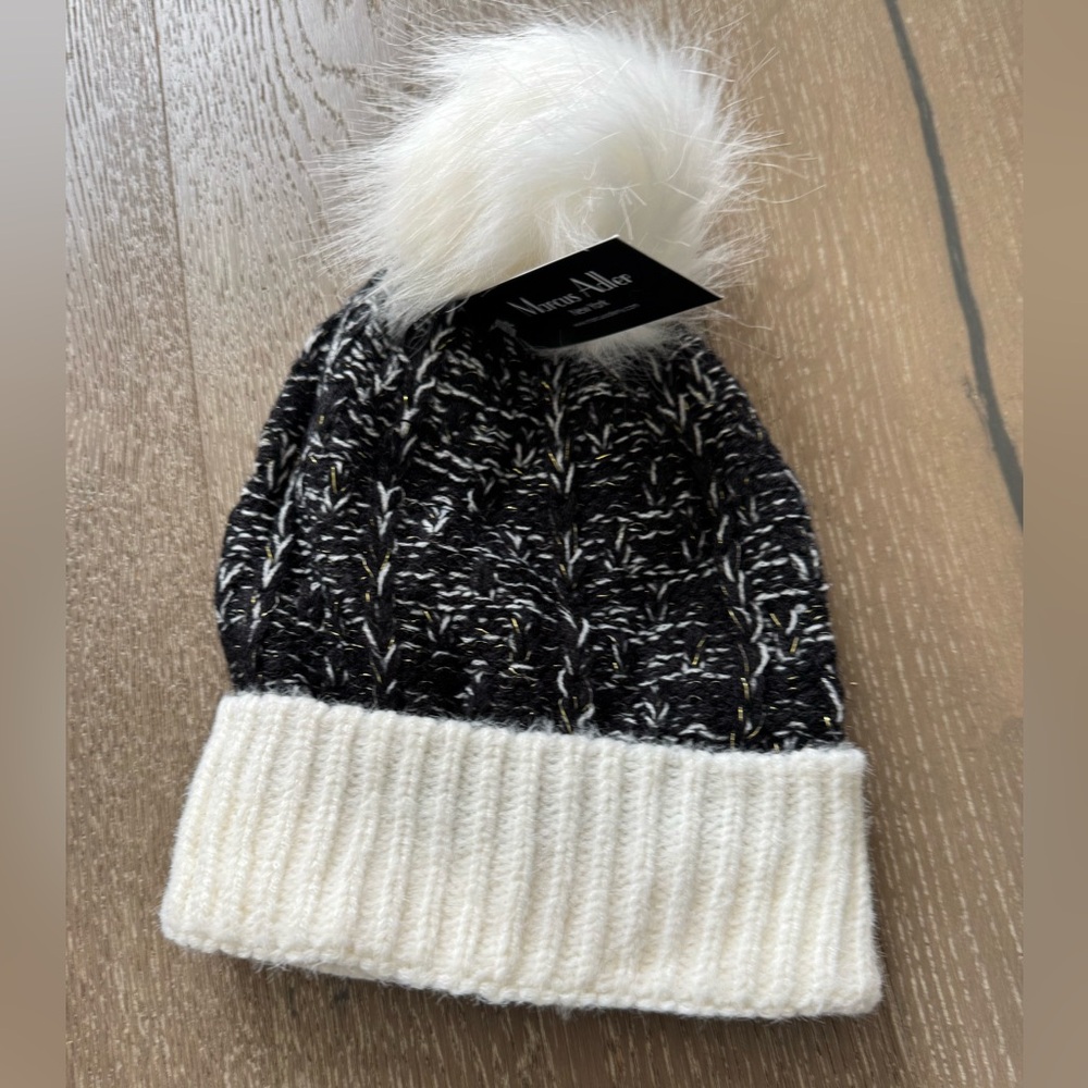 Marcus Adler Black & White Pom Beanie